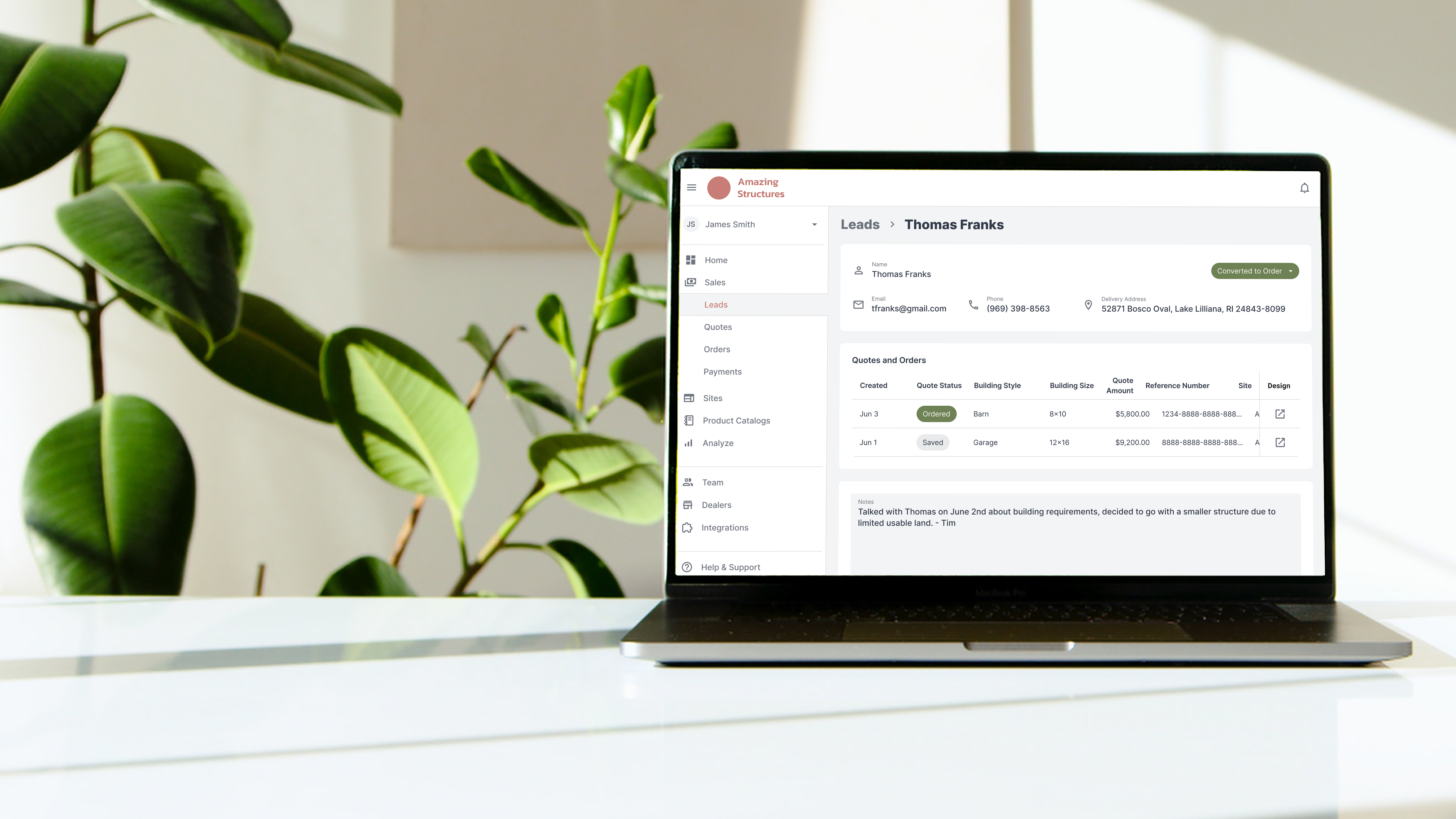 IdeaRoom SalesView backend order management